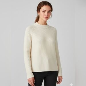 Banana Republic Women's Aire Ribbed Ivory Sweater Wool Blend Sz S Mock Neck NEW
